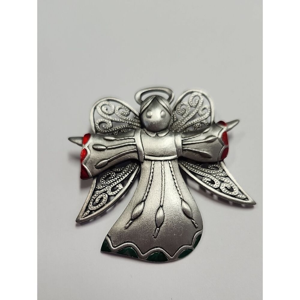 Vintage JJ Jonette Christmas Brooch Angel Estate Jewlelry